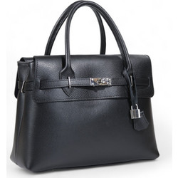 Passaggio Leather Γυναικεία Τσάντα Χειρός Δερμάτινη Μαύρη 5551-KR-80
