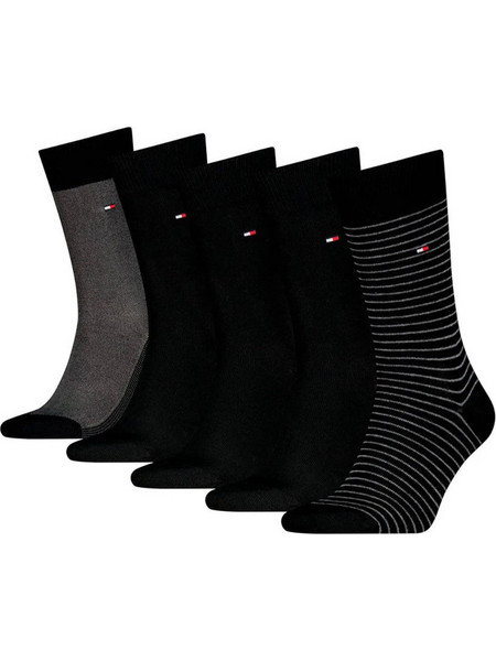 Tommy Hilfiger Ανδρικές Κάλτσες Ψηλές με Σχέδια Μαύρες 5Pack 701241156-002