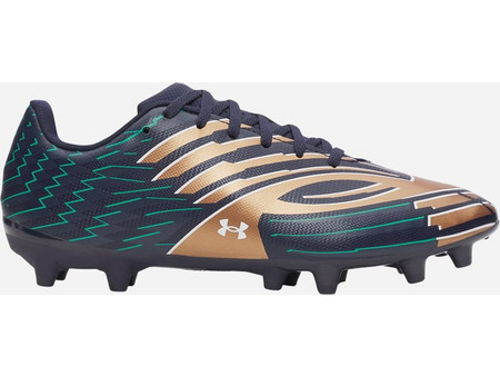 Under Armour Shadow Club 4 FG 6006232-410 Ποδοσφαιρικά Παπούτσια με Τάπες Μαύρα Πετρόλ Χρυσά