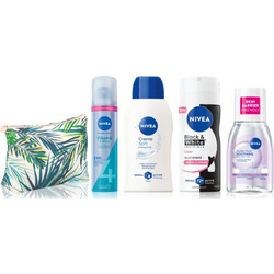 Nivea Micellar Soothing Water 100ml + Invisible Black & White Clear Spray 100ml + Cream Soft Shower Gel 50ml + Volume Care 75ml