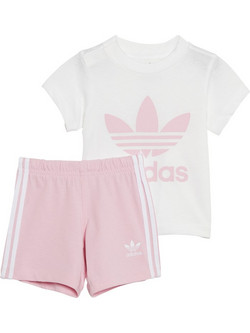Adidas Βρεφικό Σετ για Κορίτσι Καλοκαιρινό Λευκό Ροζ HE4658
