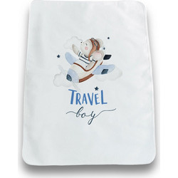 Bonjour Bebe Travel Boy Αδιάβροχο Σελτεδάκι Αλλαξιέρας Μωρού 100% Βαμβακερό Λευκό 50x70cm
