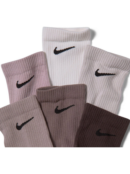 Nike Everyday Elevated Ανδρικές Κάλτσες Ψηλές με Σχέδια Ανθρακί Γκρι Λευκές Σοκολατί Εκρού 6Pack HQ8021-905