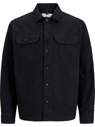 Jack & Jones Ανδρικό Πουκάμισο Βαμβακερό Μακρυμάνικο Κανονική Γραμμή Overshirt Μαύρο 12300937