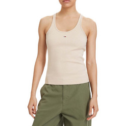 Tommy Jeans Γυναικείο Καλοκαιρινό Top Ριπ Μπεζ DW0DW22264-AES