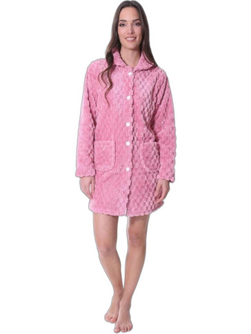 Lydia Creations Γυναικεία Ρόμπα Χειμωνιάτικη Fleece Ροζ 26589