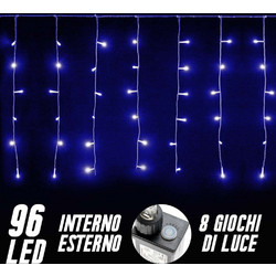 Bakaji 96 Χριστουγεννιάτικα Λαμπάκια LED σε Βροχή Ηλιακά Μπλε 3m 02825705