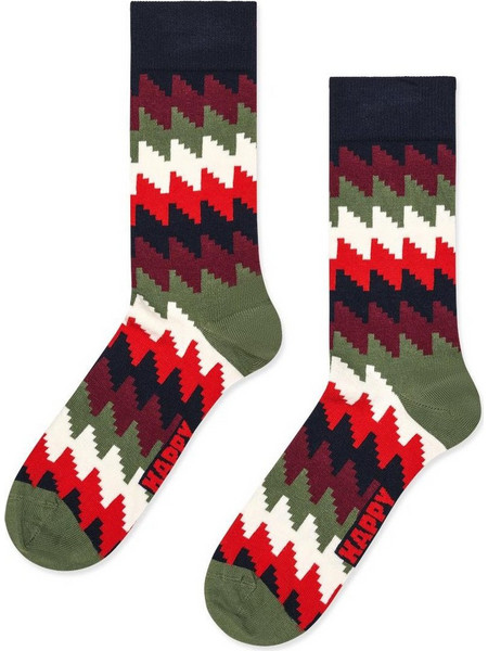 Happy Socks Zig Zag Ανδρικές Κάλτσες Ψηλές με Σχέδια Πολύχρωμες P006555