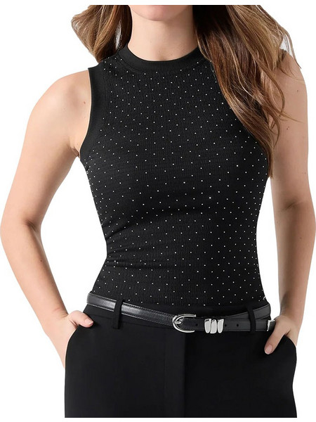 Guess Γυναικείο Καλοκαιρινό Top με Στρας Μαύρο W6GP14K2940