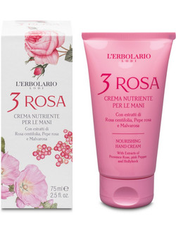 L'Erbolario 3 Rosa Nourishing Ενυδατική & Αναπλαστική Κρέμα Χεριών 75ml
