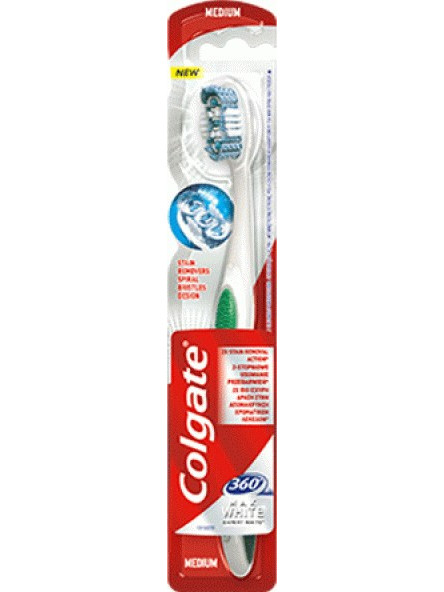 Colgate 360 Max White Expert Medium Οδοντόβουρτσα Πράσινη
