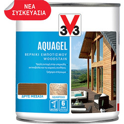 V33 Aquagel Βερνίκι Εμποτισμού Ξύλου Νερού Satin Δρυς Μεσαια 0.75lt