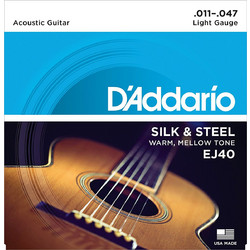 D'Addario EJ40 Σετ 6 Χορδές Ακουστικής Κιθάρας Silk and Steel 11-47" Light Tension