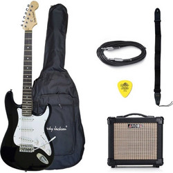 Jacky Jackson ST38 Pack Ηλεκτρική Κιθάρα ST Style με SSS Μαγνήτες και Ταστιέρα Rosewood Black