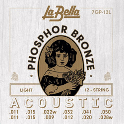 La Bella 7GP-12L Σετ 12 Χορδές Ακουστικής Κιθάρας Phosphor Bronze 11-50" Light Tension