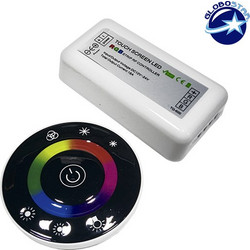 GLOBOSTAR(R) 77445 PRISM RGB Controller 3CH DC 5-24V 16A 384W Max IP20 - RF 2.4GHz Ασύρματο Χειριστήριο Αφής - Μαύρο - M8.5xΠ4.5xΥ2.3cm