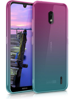 KW Θήκη Σιλικόνης Nokia 2.2 - Clear TPU Soft Phone Cover - Dark Pink / Blue / Transparent (49635.01)