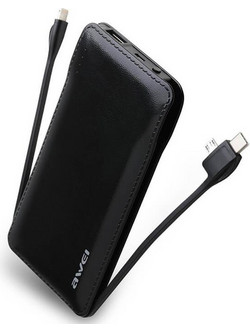 Awei P51K Power Bank 10000mAh με Θύρα USB-A & Θύρα USB-C Black