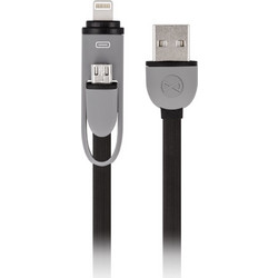 Forever 2in1 micro-USB + iPhone 8-PIN cable silicone black 1m 1,8A