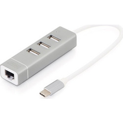 Digitus DA-70253 USB Hub 2.0 USB-C με 4 Θύρες USB-A / Ethernet