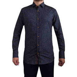 Stefan Ανδρικό Πουκάμισο Βαμβακερό Μακρυμάνικο Slim Fit Navy Μπλε 9024-FW19