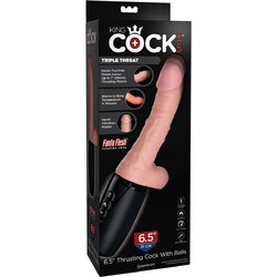 Pipedream King Cock Plus Thrusting Cock Ρεαλιστικό Dildo με Βεντούζα & Όρχεις 19.05cm Καφέ