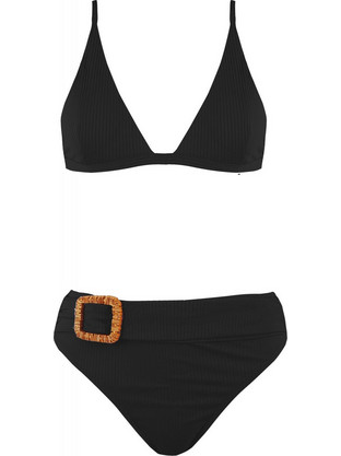 Gsecret Bikini Set Τριγωνάκι με Ενίσχυση Ψηλόμεσο Μαύρο C9156-14040