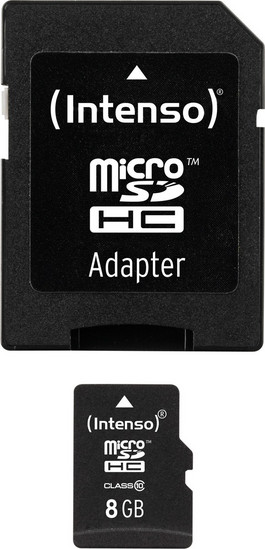 Κάρτα Μνήμης Intenso microSDHC 8GB Class 10 + Adapter