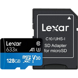 Lexar High Speed microSDXC 128 GB Class 10 U3 V30 UHS-I A1 + Adapter