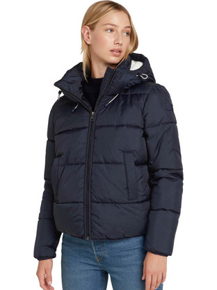 Tom Tailor Γυναικείο Μπουφάν Χειμωνιάτικο Puffer Κοντό Navy Μπλε 1028166