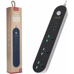 Πολύπριζο LDNIO (SC3301) USB & 1.6m 3 Θέσεων SC3301
