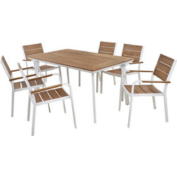 HomeMarkt Σετ Τραπεζαρία Κήπου Polywood 7τμχ Καφέ HM5240.01