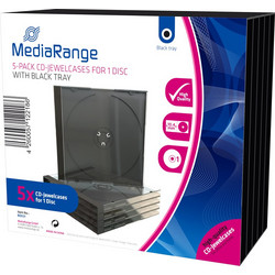 MediaRange CD Jewelcase for 1 Disc 10.4mm Black Tray (5 Pack) (BOX31)