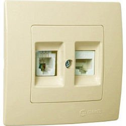 Makel Lillium Πρίζα Τηλεφώνου RJ11 & Δικτύου Data RJ45 Cat6 Μπεζ (32010137)