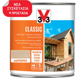 V33 Wood Stain Classic Βερνίκι Εμποτισμού Ξύλου Διαλύτου Satin Διάφανο 2.5lt