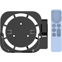 JV06T Set Top Box Bracket + Remote Control Protective Case Set for Apple TV(Black + Sky Blue) (OEM)