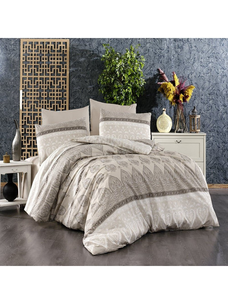 Dimcol Σετ Σεντόνια Μονά Βαμβακερά 160x240cm Ηλέκτρα 361 Beige