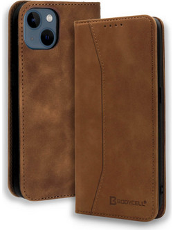 Bodycell PU Leather Book Brown (iPhone 13 mini)