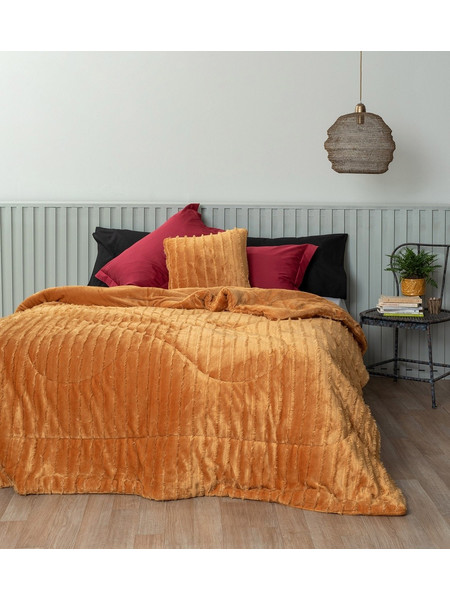 Palamaiki Κουβερτοπάπλωμα King Size 260x240 Jacquard Flannel Gwen Gold
