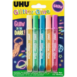 UHU Glitter Glue Κόλλα 10ml 5 Τεμ. Glow In The Dark