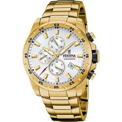 Festina Ανδρικό Ρολόι Χρονογράφος με Χρυσό Μεταλλικό Μπρασελέ F20541/1