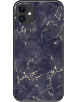 Θήκη Agate Stone - Dark Blue iPhone 11 Black TPU (Μαύρη Σιλικόνη)