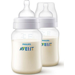 Philips Avent SCF813/27 Σετ Πλαστικά Μπιμπερό με Θηλή Σιλικόνης κατά των Κολικών 1m+ 2x260ml