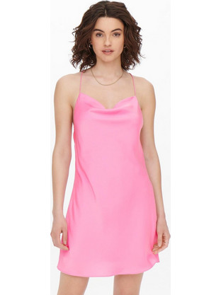 Only Primrose Mini Καλοκαιρινό Φόρεμα Σατέν Ροζ 15260129