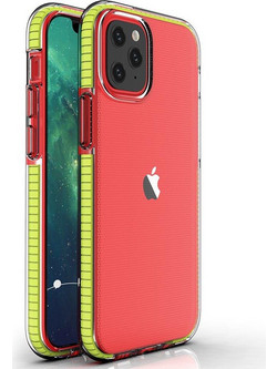 Spring Case clear TPU gel protective cover with colorful frame for iPhone 13 mini yellow