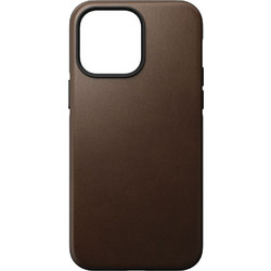 Nomad Modern Leather Back Cover with MagSafe Rustic Brown (iPhone 14 Pro Max)