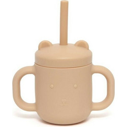 Petit Monkey Ποτήρι Σιλικόνης με Καλαμάκι Peach 175ml