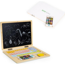 Ecotoys Ξύλινο Εκπαιδευτικό Μαγνητικό Laptop με Αξεσουάρ White G068