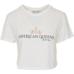 KENDALL + KYLIE W KKW3611640 QUEEN LOGO LOOSE CROPPED T-SHIRT - KKW.2S1.016.040-OFF WHITE WHITE