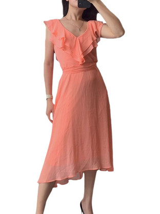 DKNY Midi Καλοκαιρινό Βραδινό Φόρεμα DD2BI414-SLM